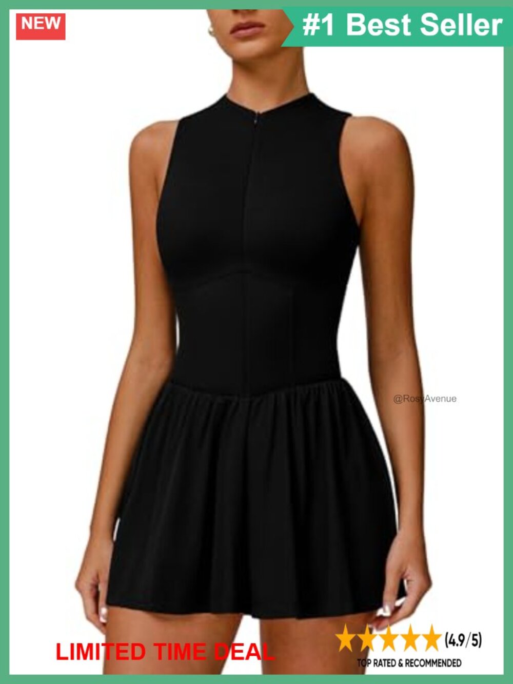 Tennis Dress with Built-in Shorts Sleeveless Ruffle A-line Active